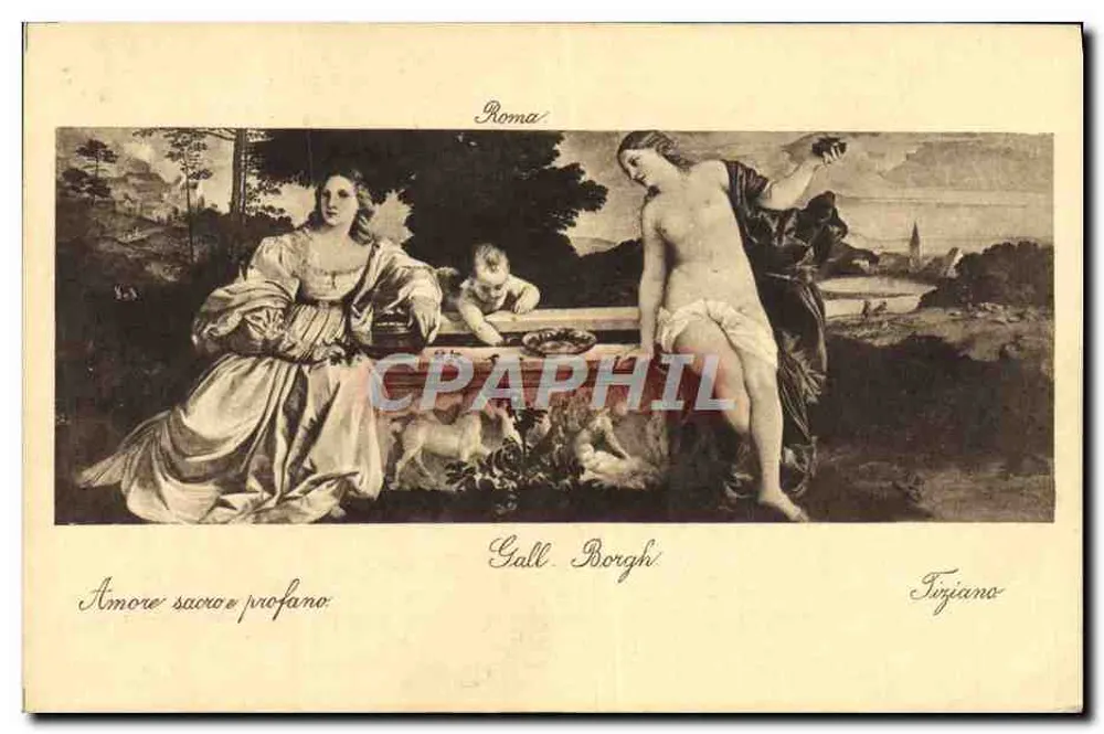 Amore sacro e profano — obraz Tiziana — Gall. Borgh - Awers