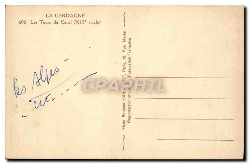 As Torres de Carol — XIIIº século — Les Éditions d'Art VON, Paris - Verso