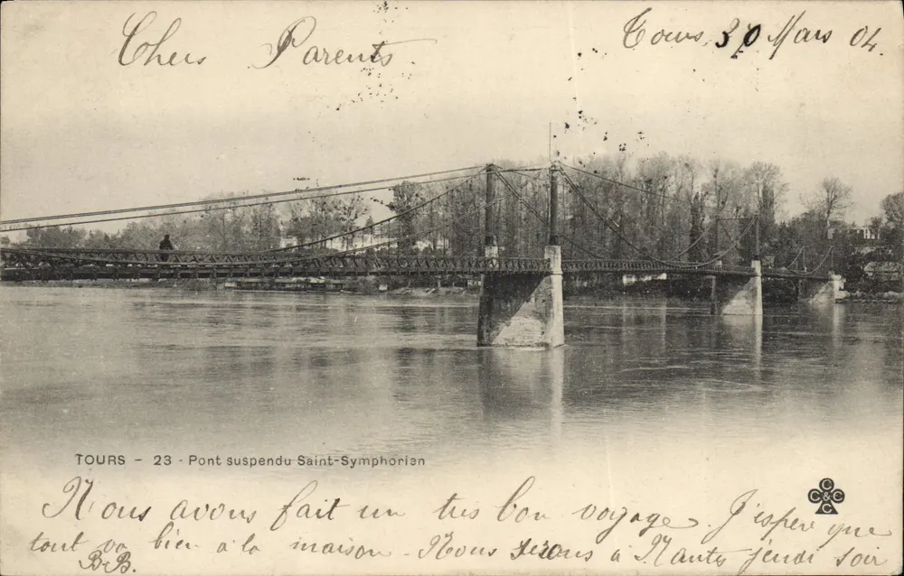 Tours - Ponte suspensa Saint-Symphorien — editor Cartes Mos, n°23 - Frente