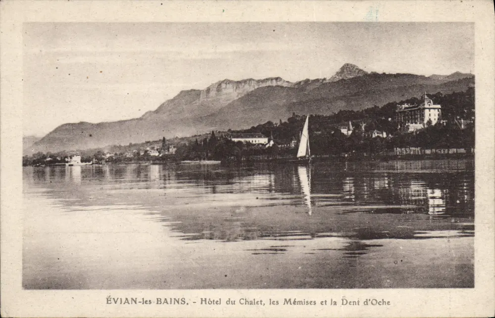 ÉVIAN-les-BAINS — Hotel du Chalet, die Mémises und die Dent d'Oche — E. Haïssly, Buchhändler - Vorderseite