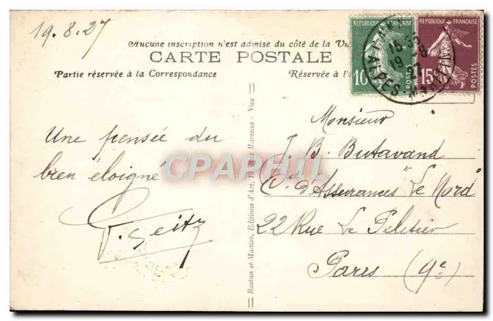 Cannes — Vista da Praia — R.M. n°1563 - Verso