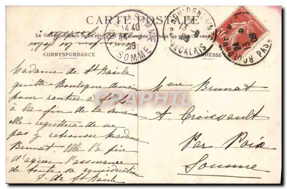 Boulogne-sur-Mer — Porte Gayole — Verleger G. Duet, Nr. 35 - Rückseite