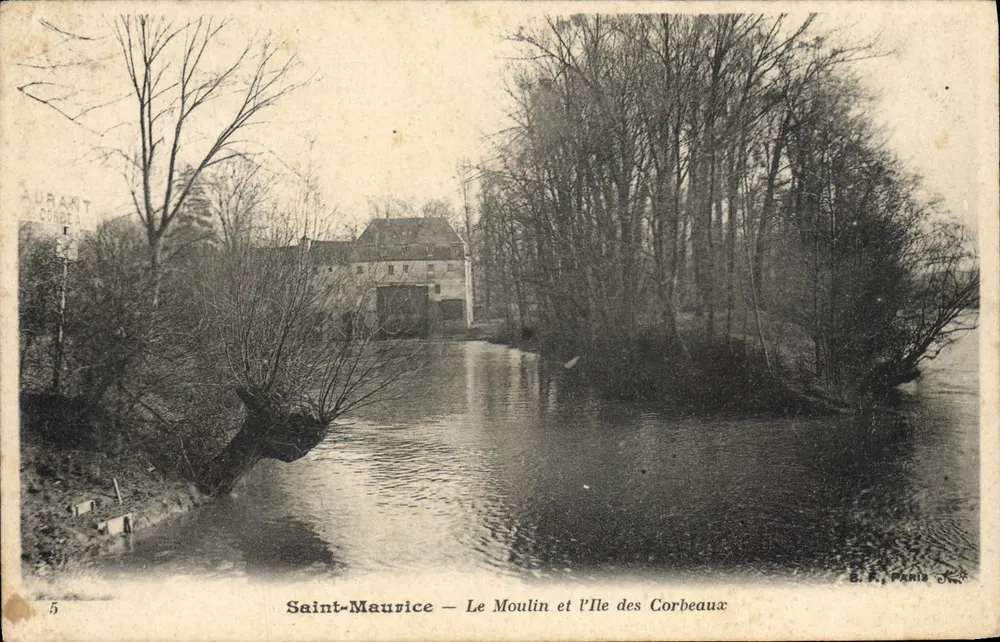 Saint-Maurice — Le Moulin et l'Île des Corbeaux — Éditeur B. F. Paris - Vorderseite