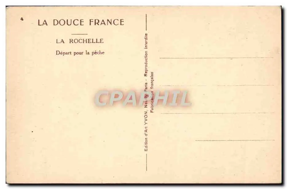 La Rochelle — Abfahrt zum Fischen — Edition d'Art YVON, Paris - Rückseite