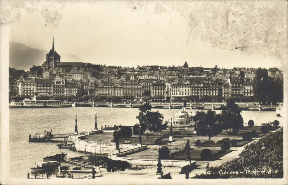Genebra - Baía e cidade — vista do Grand Dassage — Sociedade Gráfica Neuchâtel n°2734 - Frente