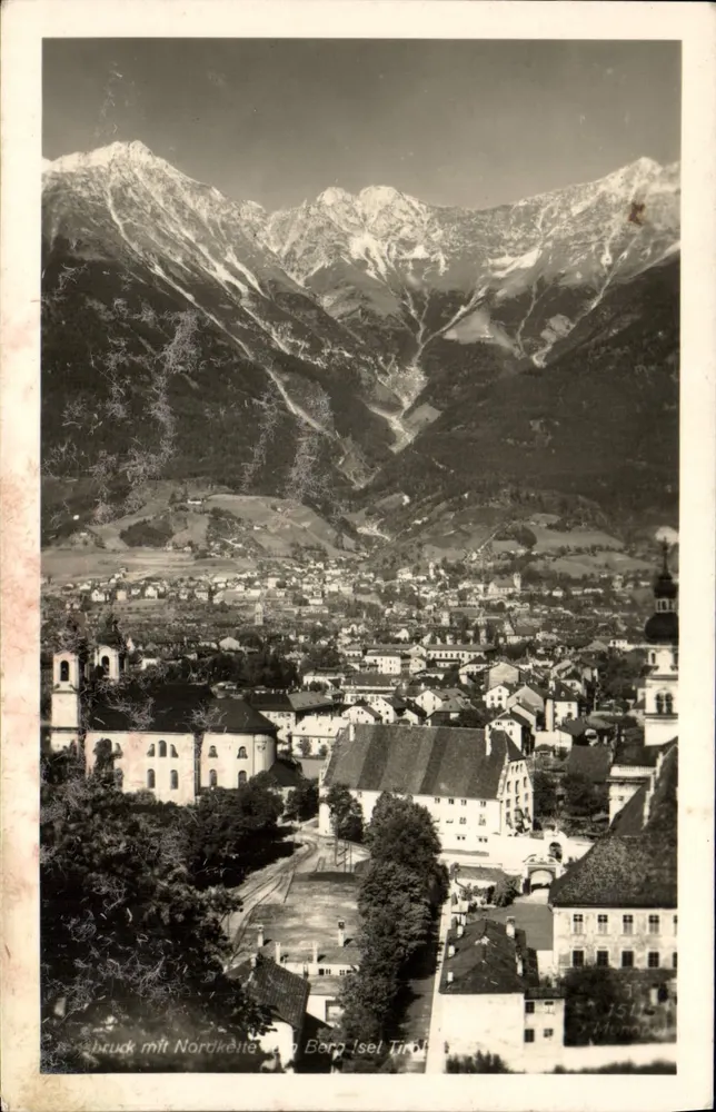 Bruck com a Nordkette da Montanha Isel Tirol — W. Monopol Kunst- u. Verlagsanstalt, n° 15115 - Frente