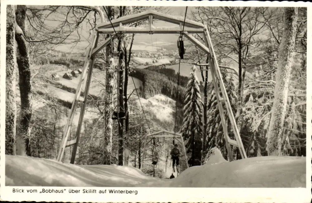 Vue du skilift sur le Winterberg — depuis le « Bobhaus » — éditeur Bobhausbaude Winterberg - Frente
