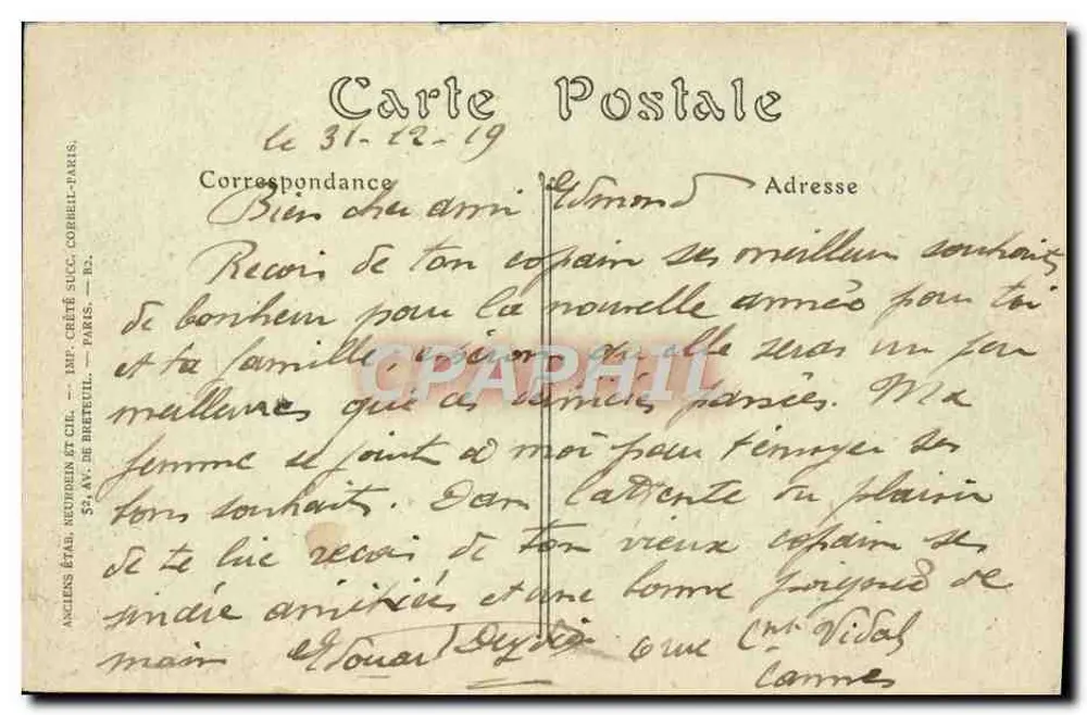CANNES — Allgemeiner Blick vom Mont Chevalier — Anciens Étab. Réoudren et Cie, Paris - Rückseite