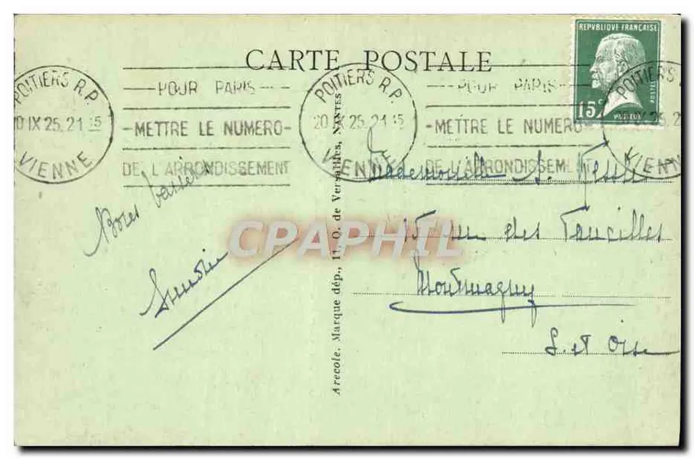 Poitiers - Panoramablick Richtung Dünen — unbekannter Verlag, Nr. 3 - Rückseite