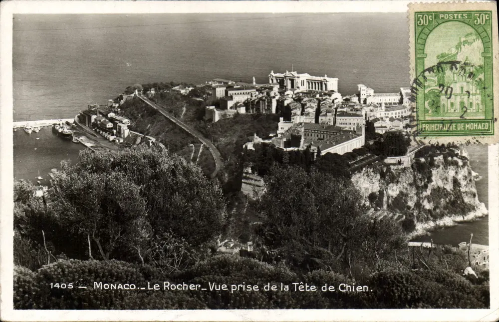 Monaco - Der Felsen - Ansicht vom Tête de Chien — Édition La Cigogne, Nice, n°1405 - Vorderseite