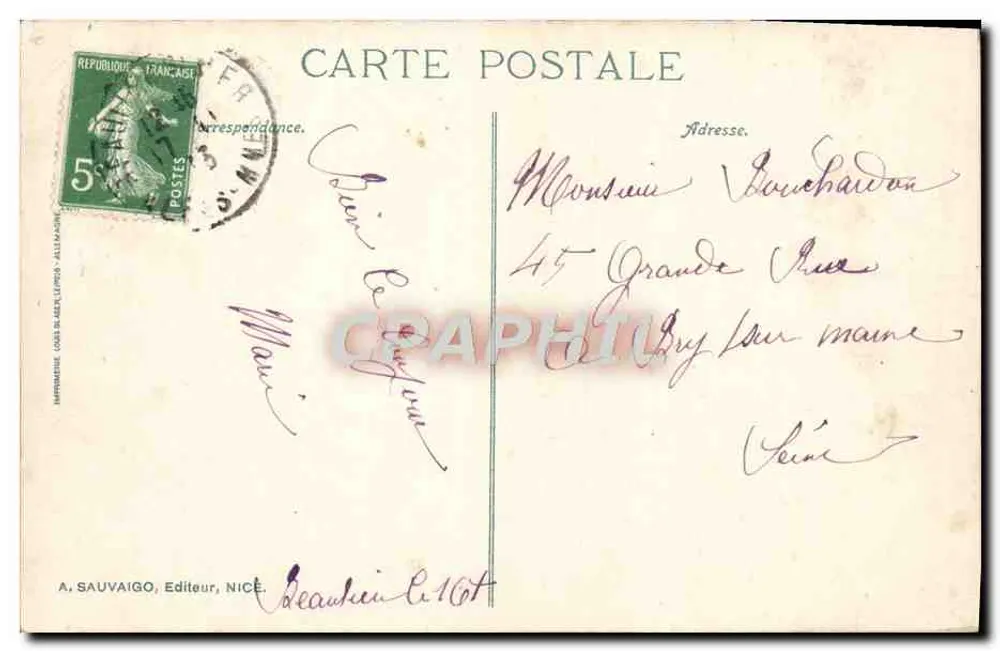Nice. Öffentlicher Garten und Gemeindekasino — N.D. Fotografie — Nr. 618 - Rückseite