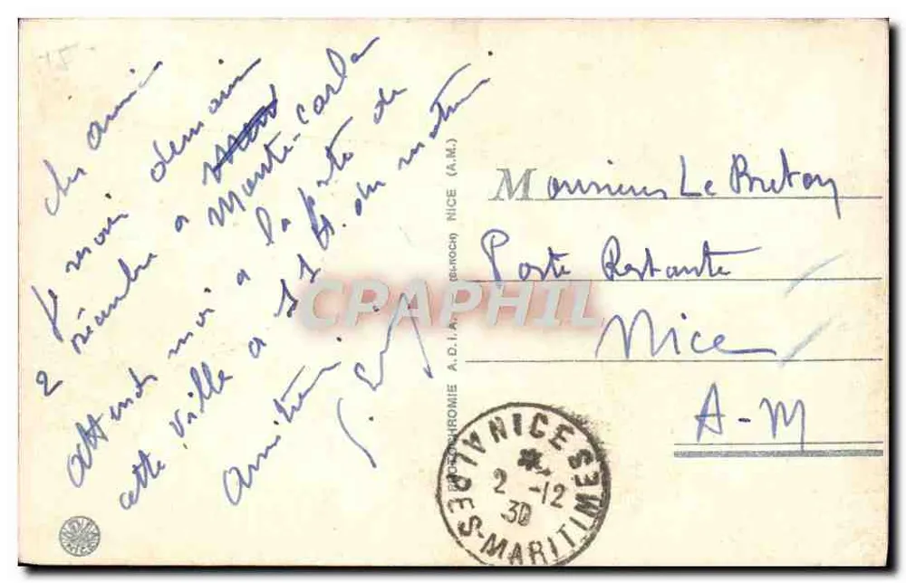 Menton (A.M.) — Ansicht vom Pont Saint-Louis — A.D.I.A. (Nice) - Rückseite