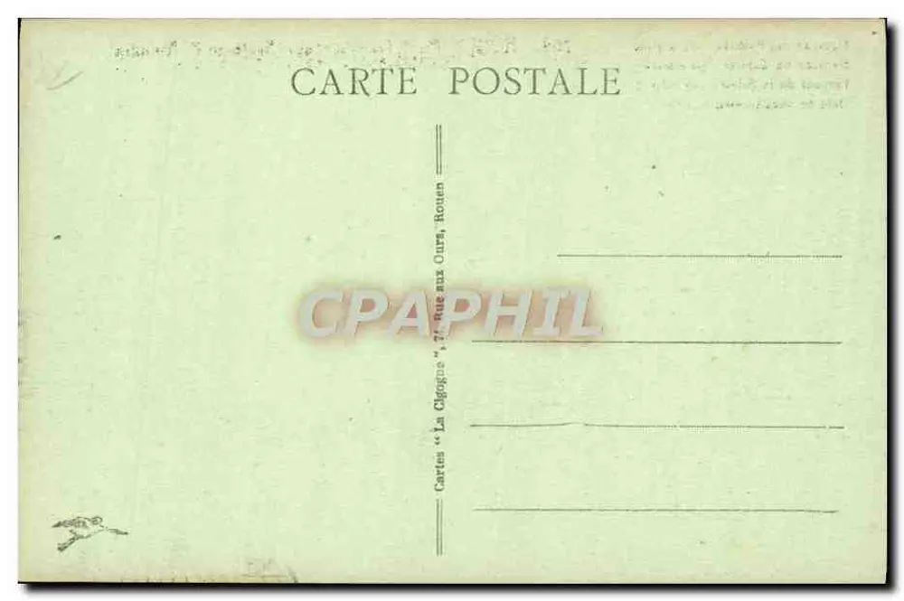 Rouen. Ponte Transbordeur (Sistema F. Arnodin) — visão do ponte suspensa sobre a Sena — editor Cartes 'La Cigogne', n° 269 - Verso