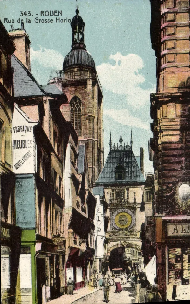 Rouen — Rue de la Grosse Horloge — Editor: A. Lefebvre, n° 343 - Frente