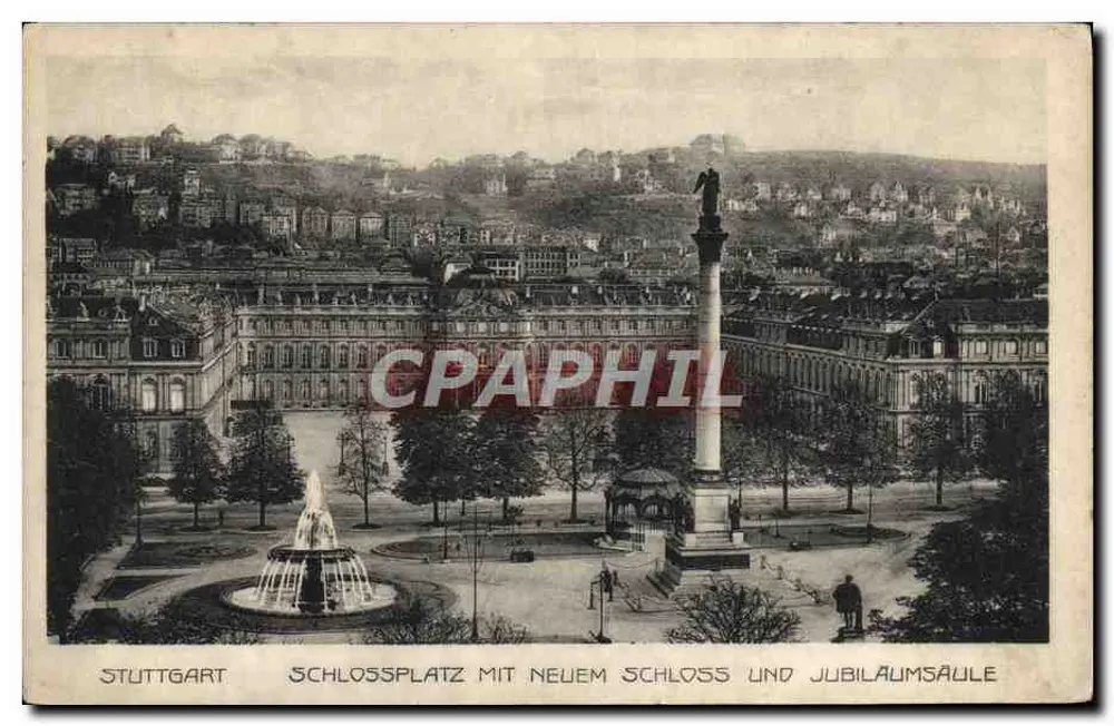 Stuttgart - Schlossplatz mit neuem Schloss und Jubiläumsäule — Original-Eigentum G. W. Metz, Tübingen - Vorderseite