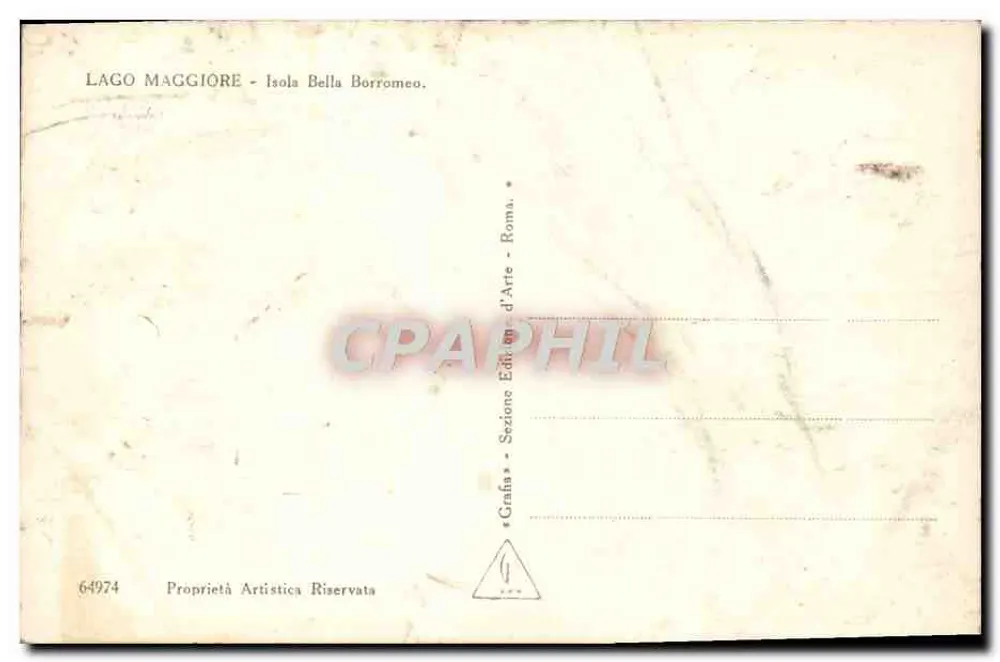 Lago Maggiore — Isola Bella Borromeo — éditeur Grafia - Sezione d'Arte - Roma, n° 64974 - Achterkant