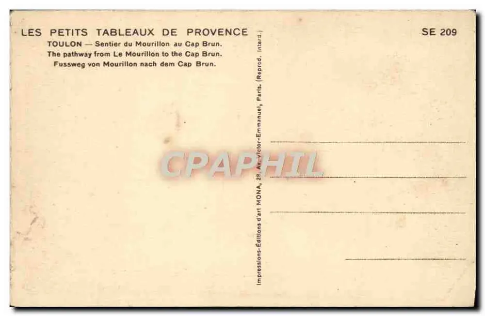 Toulon — Weg des Mourillon zum Cap Brun — Mona - Rückseite