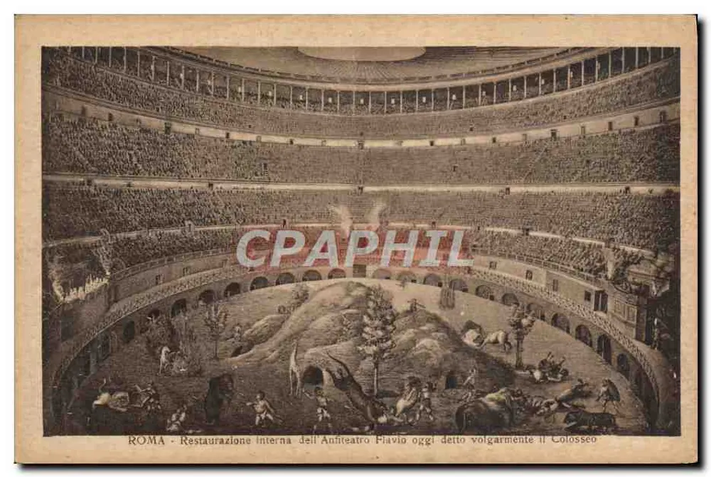 Roma - Restauro interno dell'Anfiteatro Flavio oggi detto volgarmente il Colosseo — Ediz. E.G.D.V. - Recto