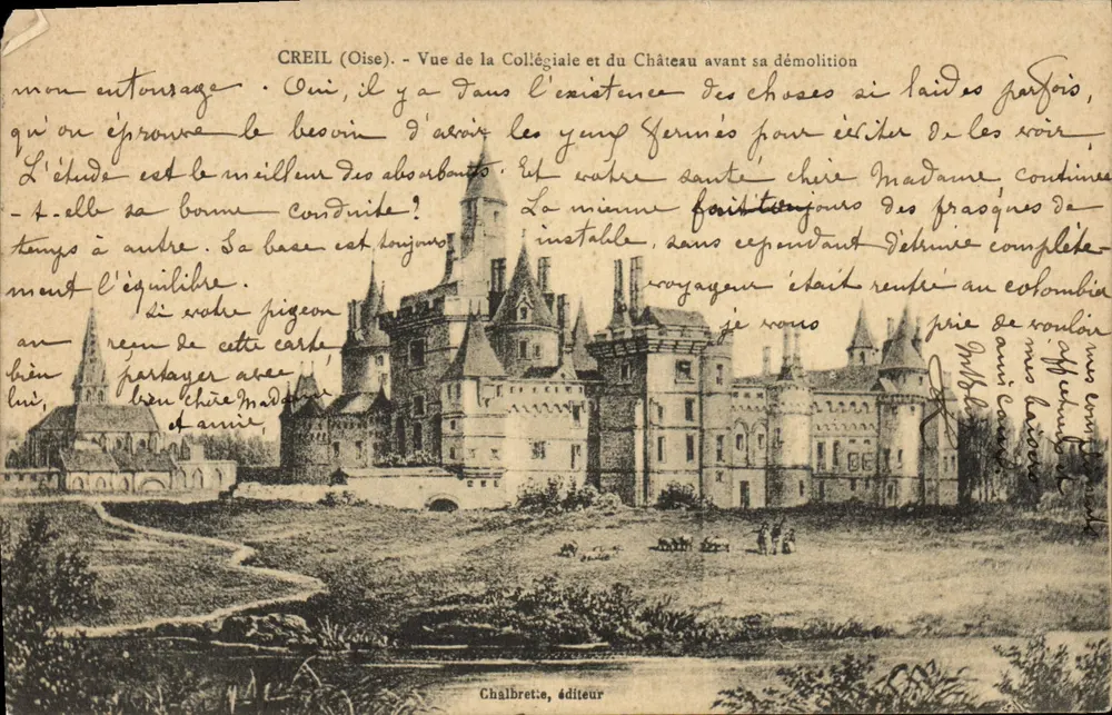 Creil (Oise) — Ansicht der Kollegiatkirche und des Schlosses vor der Zerstörung — Chalbret, Verlag - Vorderseite