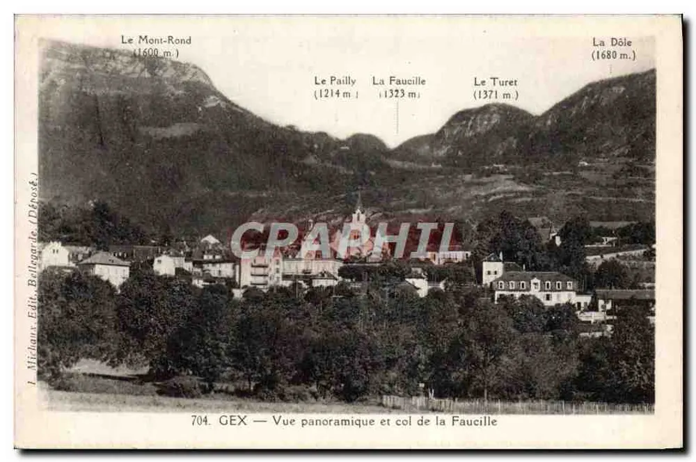 GEX — Panoramablick und Pass der Faucille — Michauy, Verlag Bellegarde (Depot) - Vorderseite