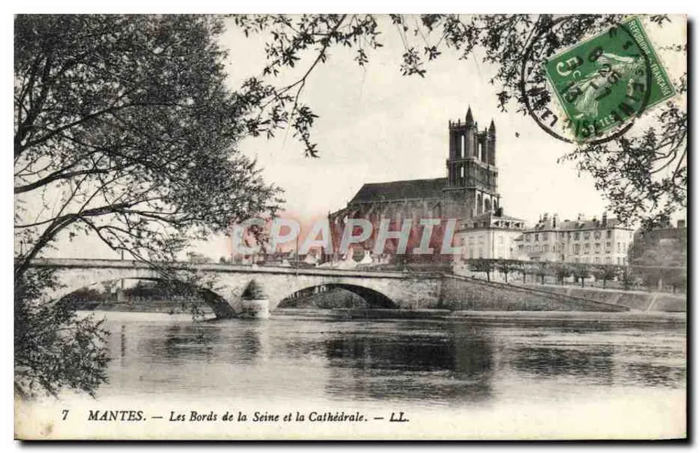 MANTES — Die Ufer der Seine und die Kathedrale — LL. - Vorderseite