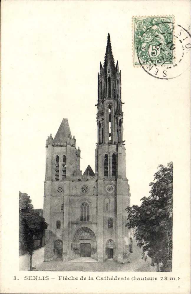 Senlis — Flecha da Catedral (altura 78 m.) — Marca E.V.F. n°3 - Frente