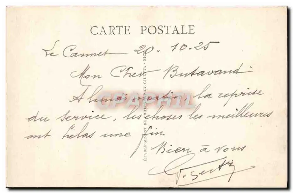 CANNES - Boulevard e Bains de la Croisette — Ed. Giletta, n° 475 - Verso