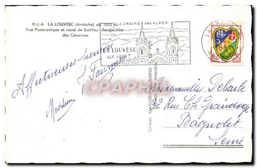 Panoramablick auf die Cévennes — La Louvesc — Edition Margerit-Démond - Rückseite