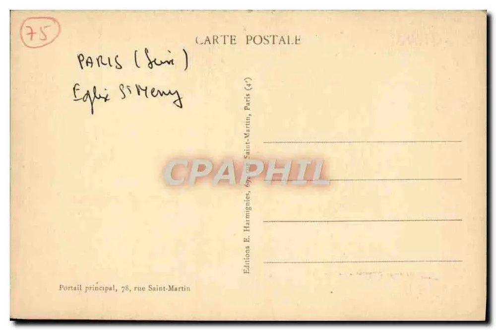 Paris — Igreja de Saint-Merry — Editor E. Harmignies, n°2 - Verso