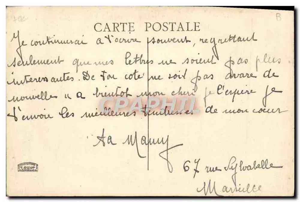 Marseille — Fort Saint-Jean und die Kathedrale — Verlag T. Oloup - Rückseite
