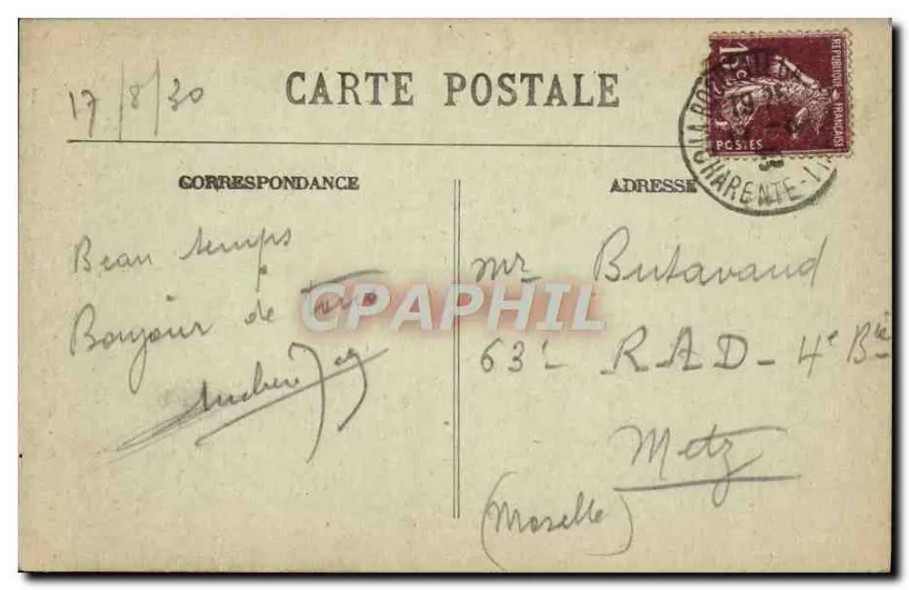 La Rochelle — Turm der Großen Uhr — Phototypie Marcel Delboy, Bo.deaux - Rückseite