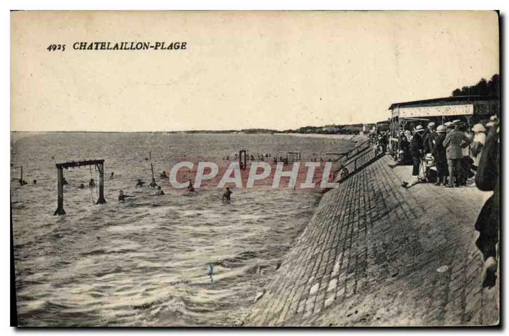 Châtelailly-Plage — praia e promenade — Bilhete postal antigo 4925 - Frente
