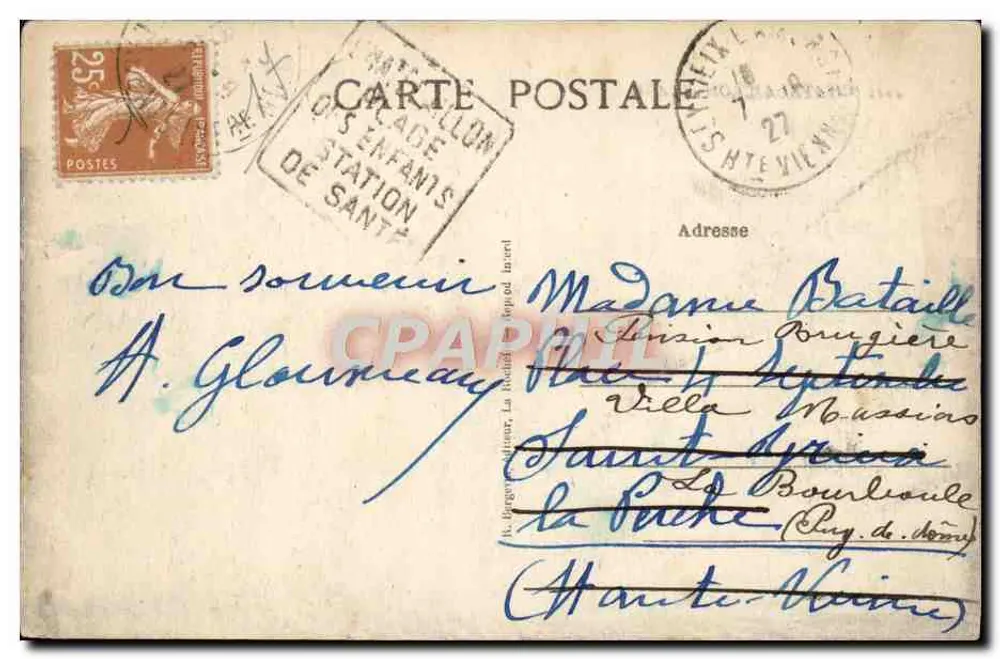 Châtelailly-Plage — praia e promenade — Bilhete postal antigo 4925 - Verso