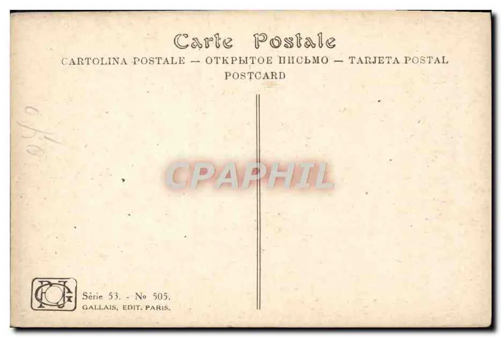 Zamek La Roche — piękny widok pod kwitnącymi wiśniami — A. Beaumault, H. Heinrich, Gallais, Paryż, seria 53 n° 505 - Rewers