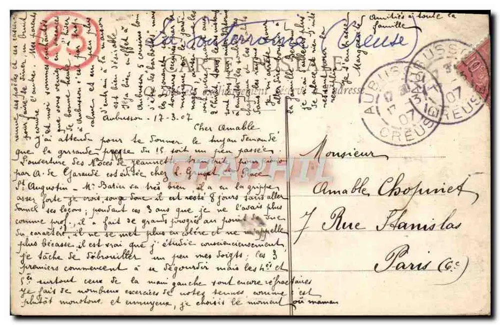 La Souterraine (Creuse) — Capela do Convento — A. de Nussac, editor, Guderot, n°37 - Verso