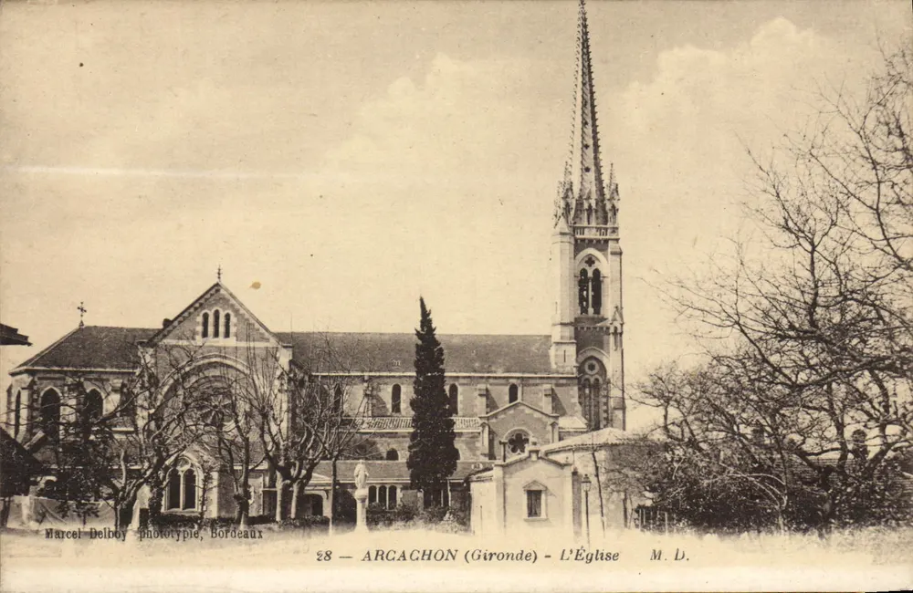 Arcachon (Gironde) — A Igreja — Marcel Delboy Fototipia, Bordeaux, n°28 - Frente
