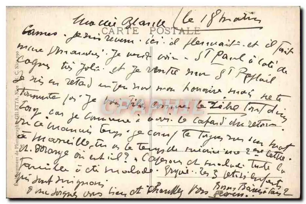 CANNES — Ansicht vom California — Edition G. NICOTTA - Rückseite