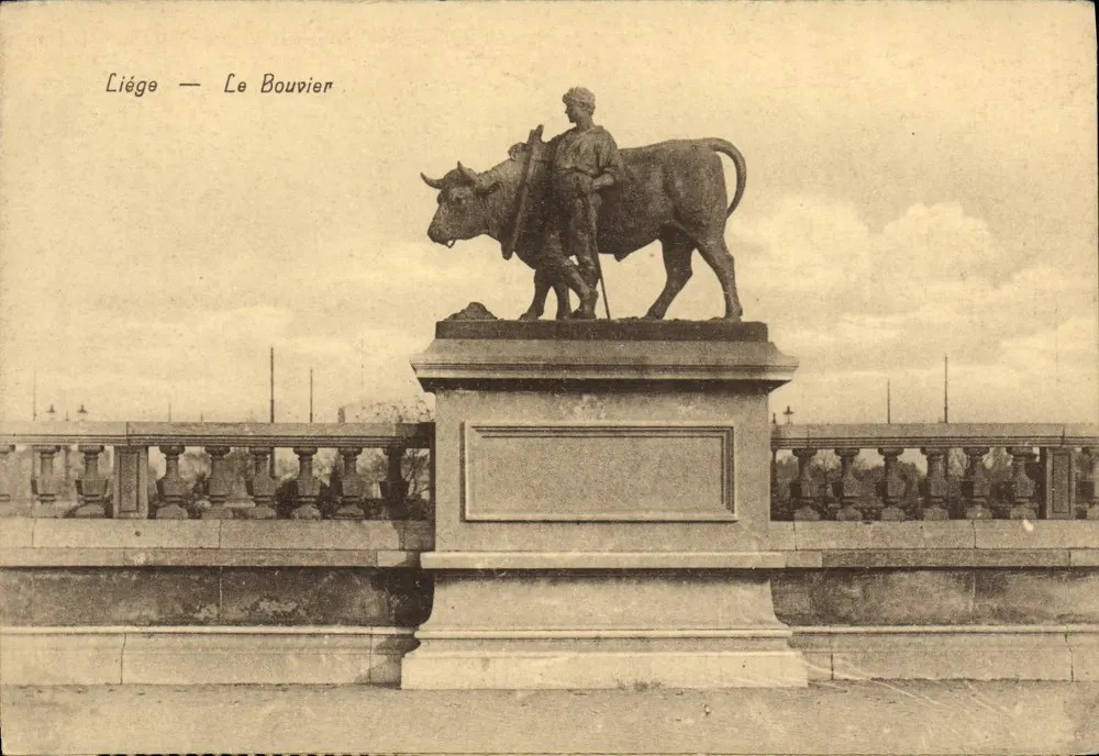 Liège — O Bouvier — estátua do Bouvier e de seu boi - Frente