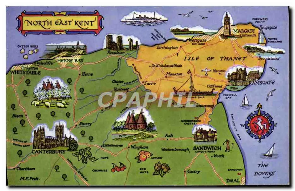Carta postal ilustrada de North East Kent — Publicada por J. Salmon Ltd., Sevenoaks, England - Frente