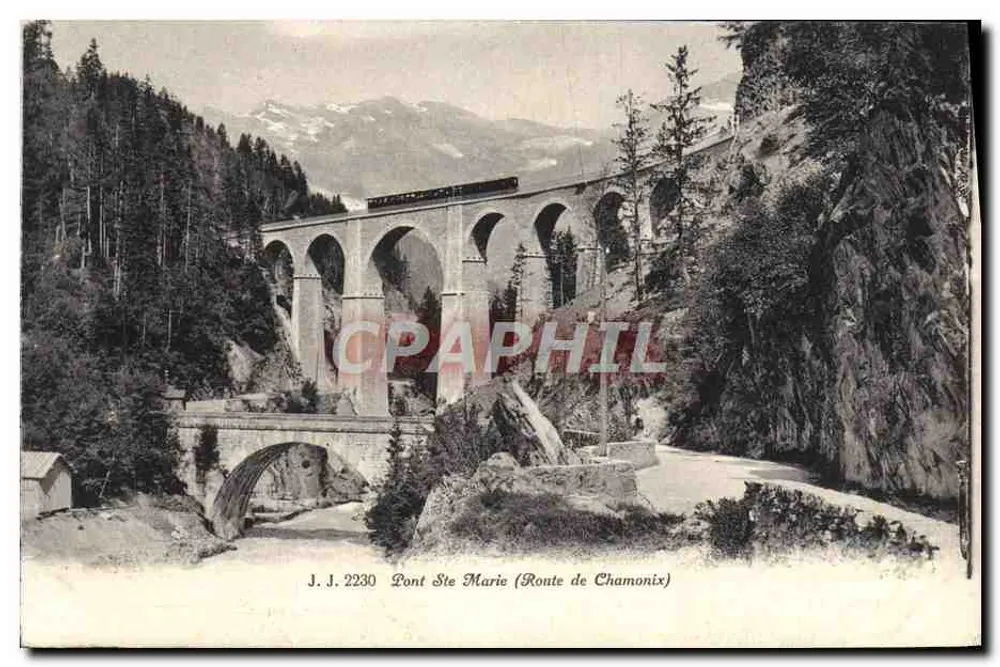 Ponte Sainte-Marie (Estrada de Chamonix) — Viaduto ferroviário em montanha — J. J. 2230 - Frente
