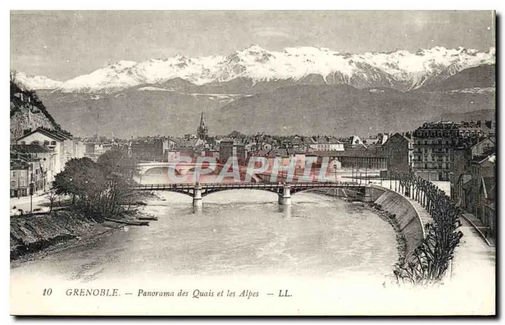 Grenoble — Panorama der Ufer und der Alpen — LL. - Vorderseite