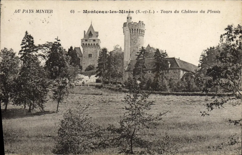 Montceau-les-Mines (S.-et-L.) — Türme des Schlosses Plessis — Verlag B. F. - Vorderseite