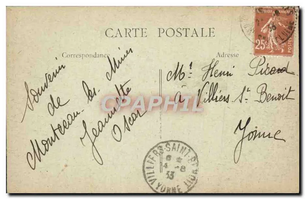 Montceau-les-Mines (S.-et-L.) — Türme des Schlosses Plessis — Verlag B. F. - Rückseite