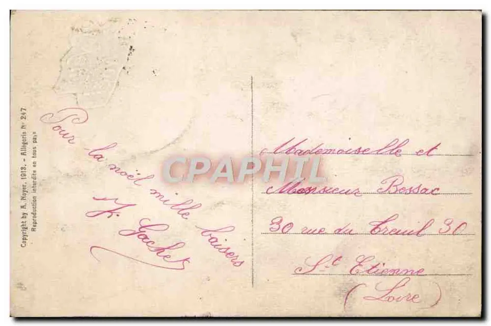 Manœuvre intéressée — scène de Noël avec ballon dirigeable — éditeur A. Nayer, Paris, n° 247 - Verso