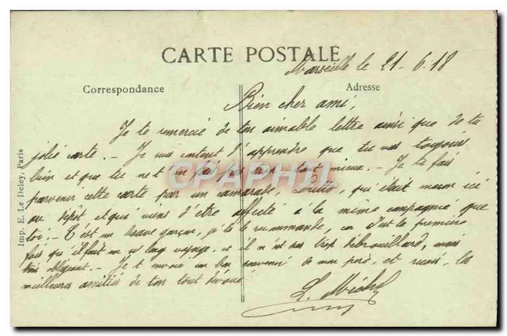 Marseille — Bassin du Radoub und der Pont Transbordeur — Verleger B.D. n°15 - Rückseite