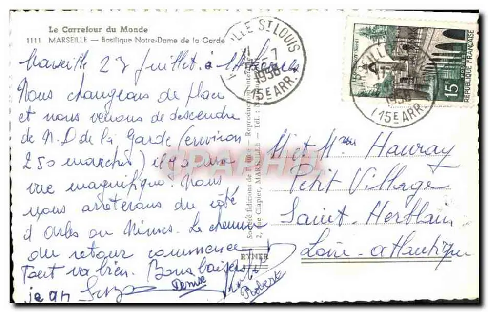 Basílica Nossa Senhora da Guarda — Marselha — Editor: Le Carrefour du Monde, n° 1111 - Verso