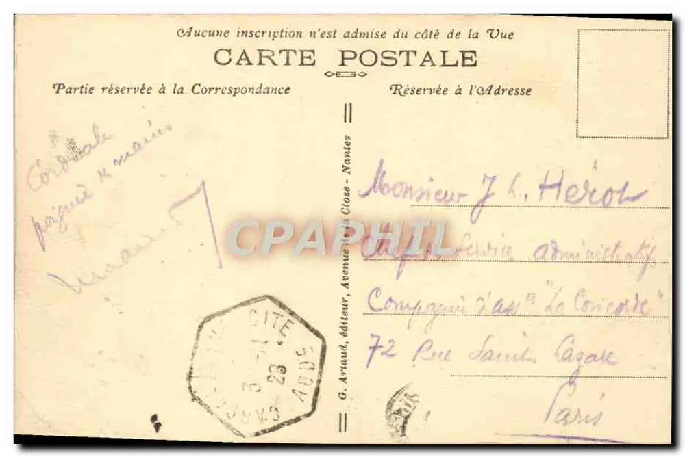 Carcassonne — Die Stadt — L'Ava — G. Artaud, Verlag, Nr. 2 - Rückseite