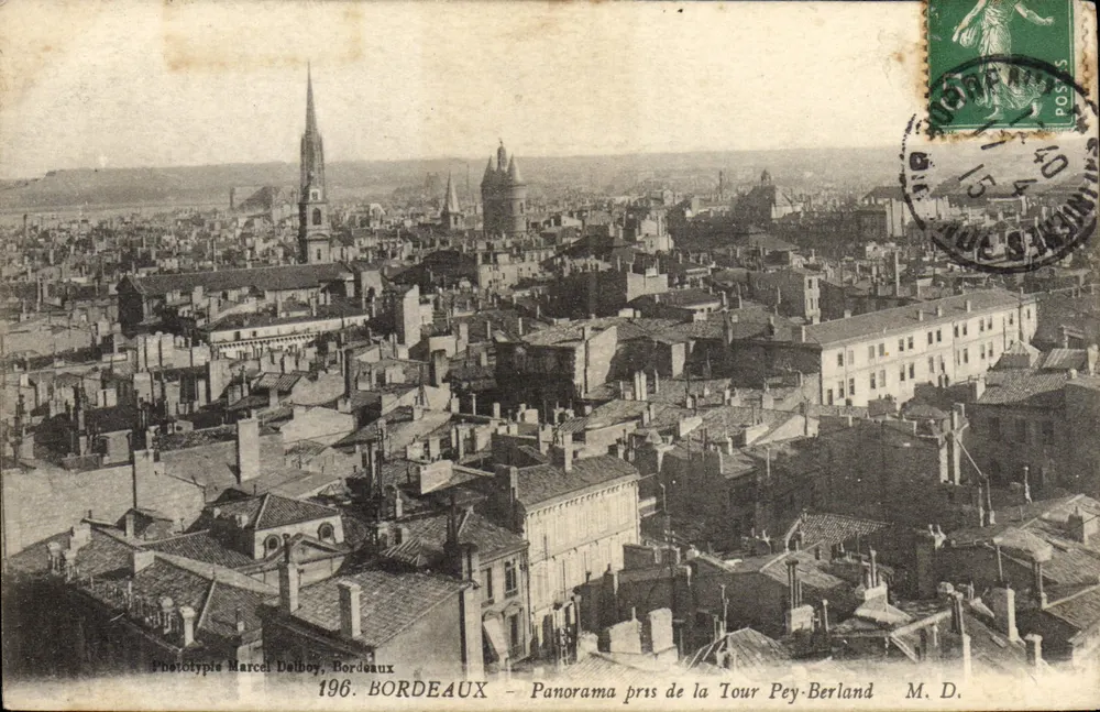 Bordeaux — Panorama von der Tour Pey-Berland — Phototypie Marcel Dalboy, Bordeaux - Vorderseite