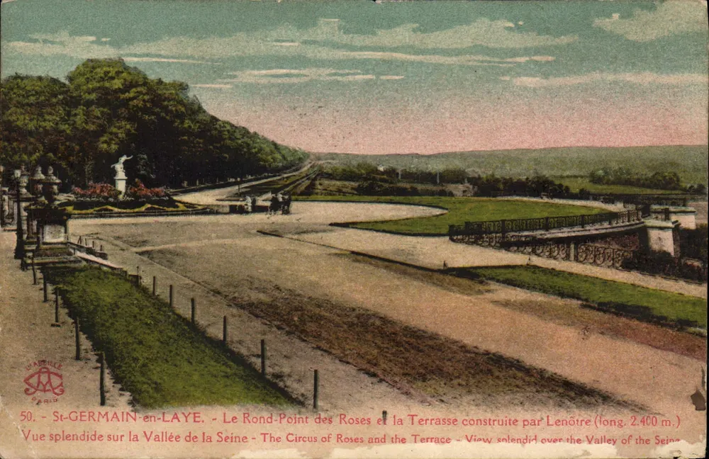 St-GERMAIN-en-LAYE — Der Rundpunkt der Rosen und die von Lenôtre gebaute Terrasse (Länge 2.400 m.) — L'ABBILLE - Vorderseite