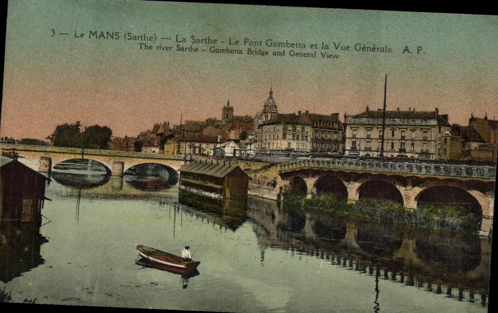 Le Mans (Sarthe) — La Sarthe — Pont Gambetta und allgemeine Aussicht — A.P. - Vorderseite